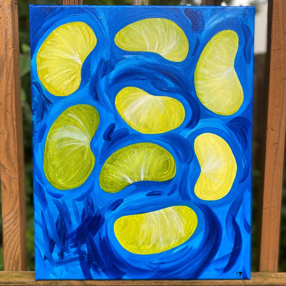 “Beans on Jeans” original oil on canvas